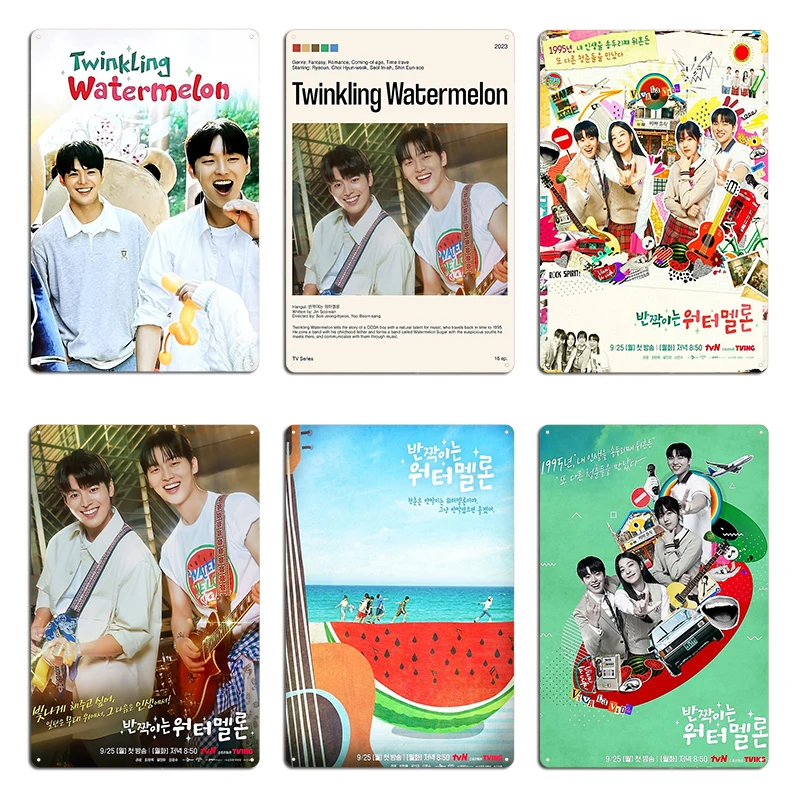 Funkelnde Wassermelone Minimalist Kdrama (2023) Metallplakette Poster Pub Teller Plaketten Erstellen Sie die Höhle Druck Blechschild Poster