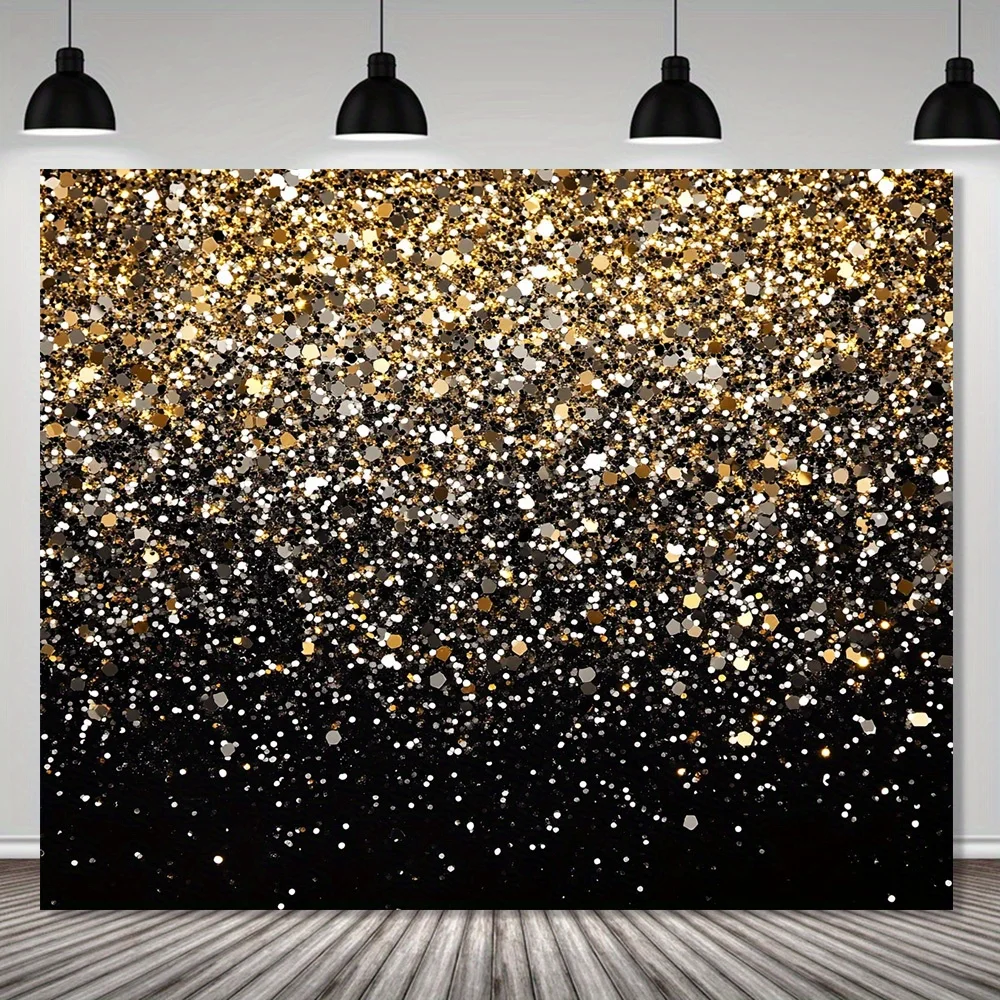 1-teiliger schwarz-goldener glitzernder Hintergrundstoff – erhältlich in verschiedenen Größen für Hochzeiten, Geburtstage und Dekorationen