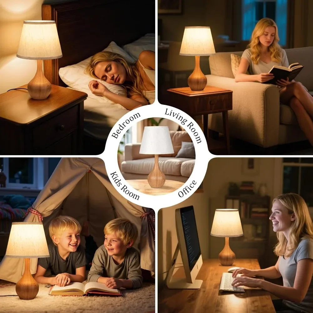 Touch Table Lamps Set of 2, 3-Way Dimmable Bedside Lamps with LED Bulbs, Small Nightstand Lamps for Bedroom view 6