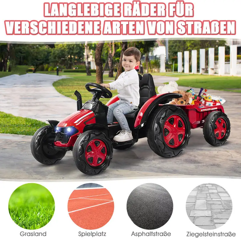 Tractor De Juguete Para Niños De 12V Con Remolque Extraíble 151 X 68 X 70 Cm Rojo — -74%, 589.93€ Coupon, from 204.47€ – 74% descuento – €204.47
