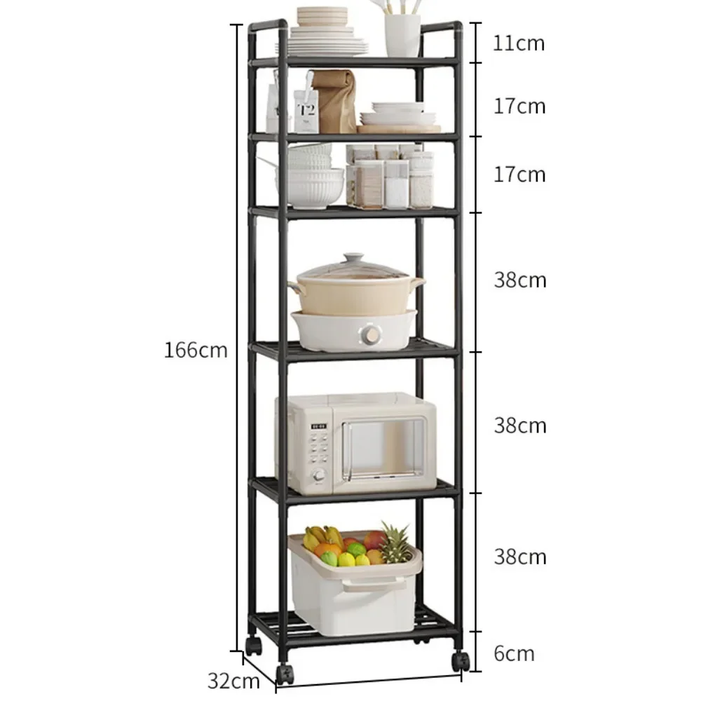 Microwave Oven Rack With Wheels Landing Trolley Strong Load-bearing Capacity Shelf Multi-function Easy Installation Storage Rack