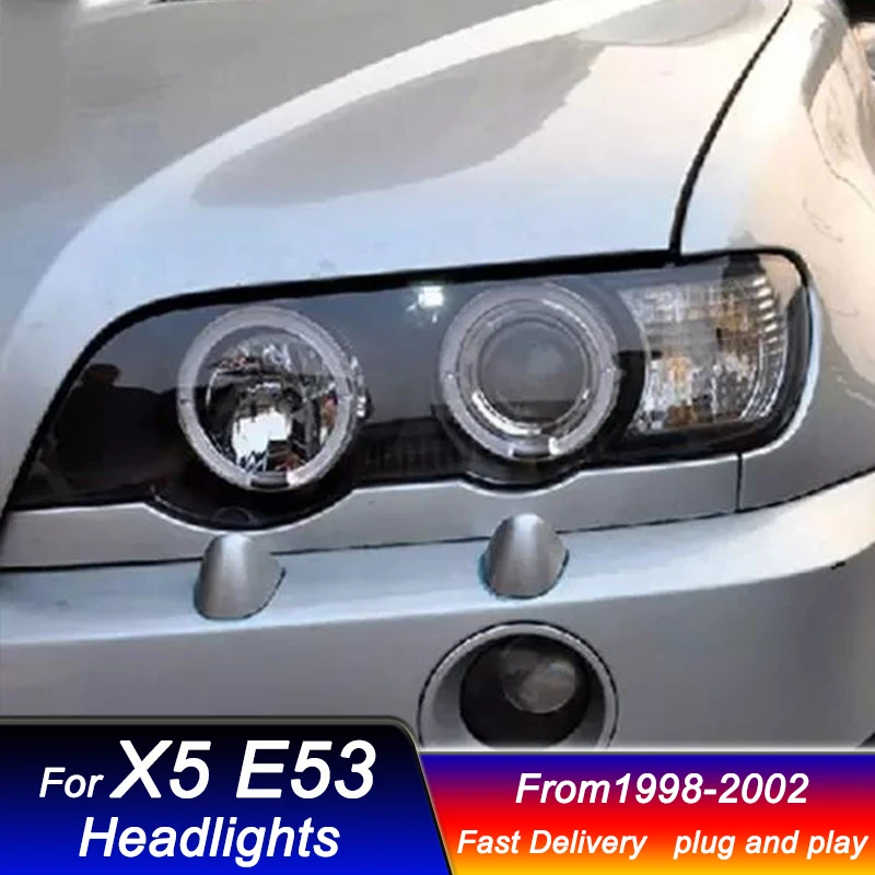 

Стайлинг автомобиля фары для BMW X5 E53 1998-2002 новый стиль полностью светодиодные DRL динамические сигнальные фары биксеноновые фары в сборе