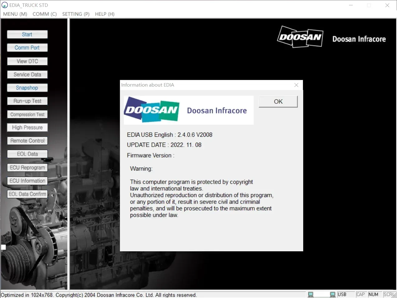 TruckEPC Doosan eDoctor Engine Diagnostic 2.4.0.7 (EDIA) 2023 حزمة برامج الشاحنة والحافلات + keygen