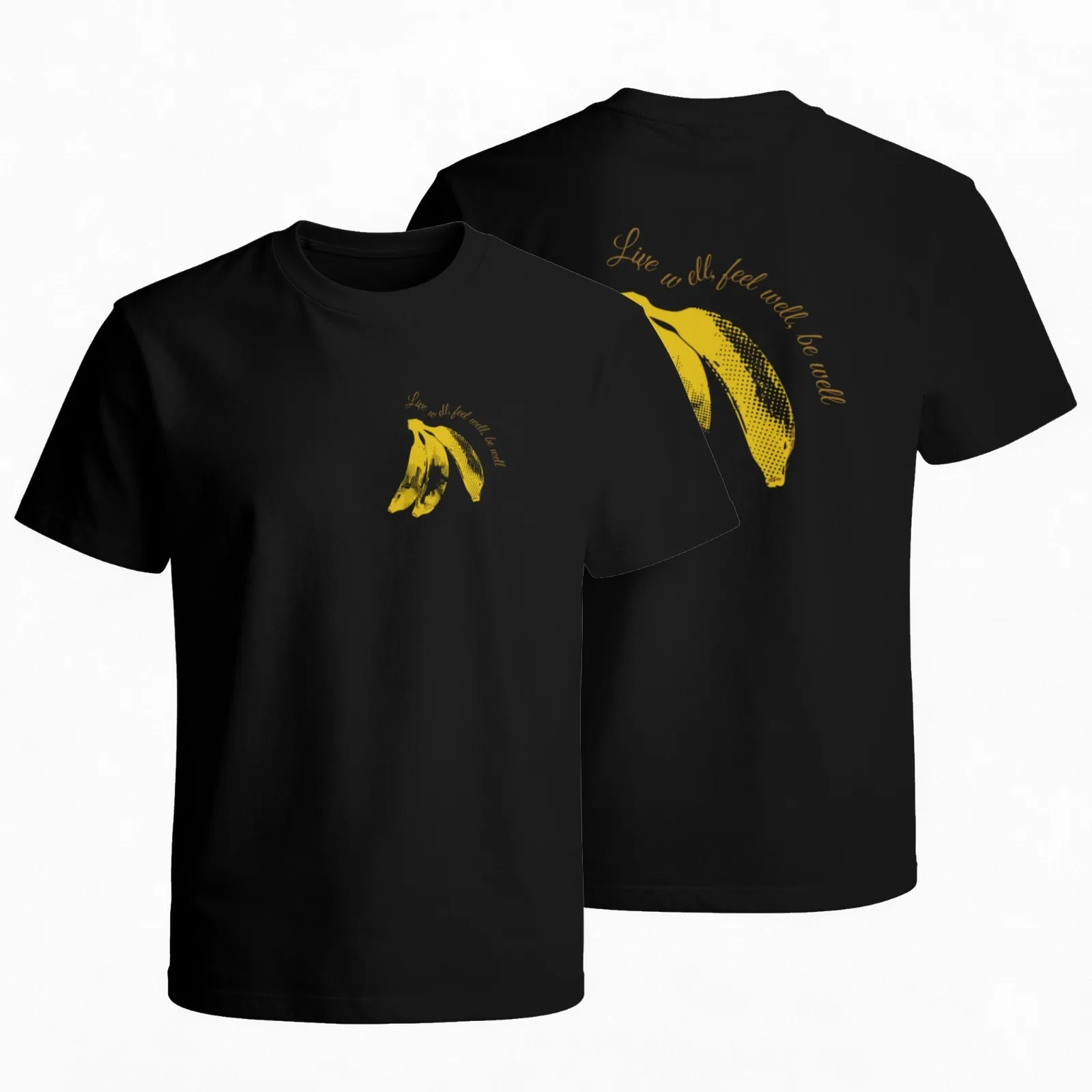Banana Graphic Cotton Crewneck T-Shirt Live Well Feel Well Casual Daily Breathable Tee