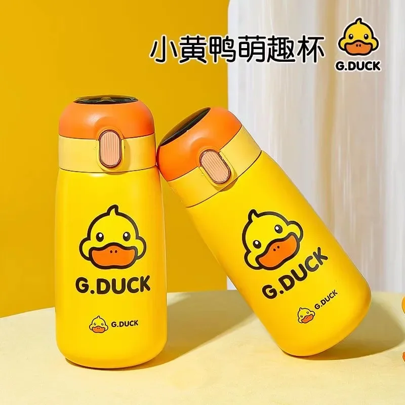 Children\'s Thermos Cute Water Bottle Kawaii Little Yellow Duck 316 Stainless Steel Students Fashion Digital Display Water Cup