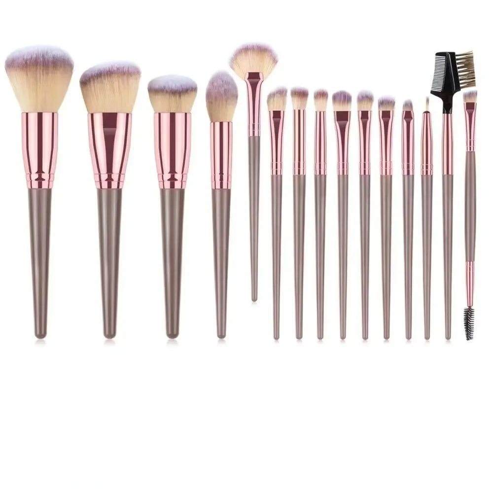 Complete Makeup Brush Collection Champagne Gold Soft Synthetic Bristles Beauty Cosmetic Tools For Travel With Storage Bag