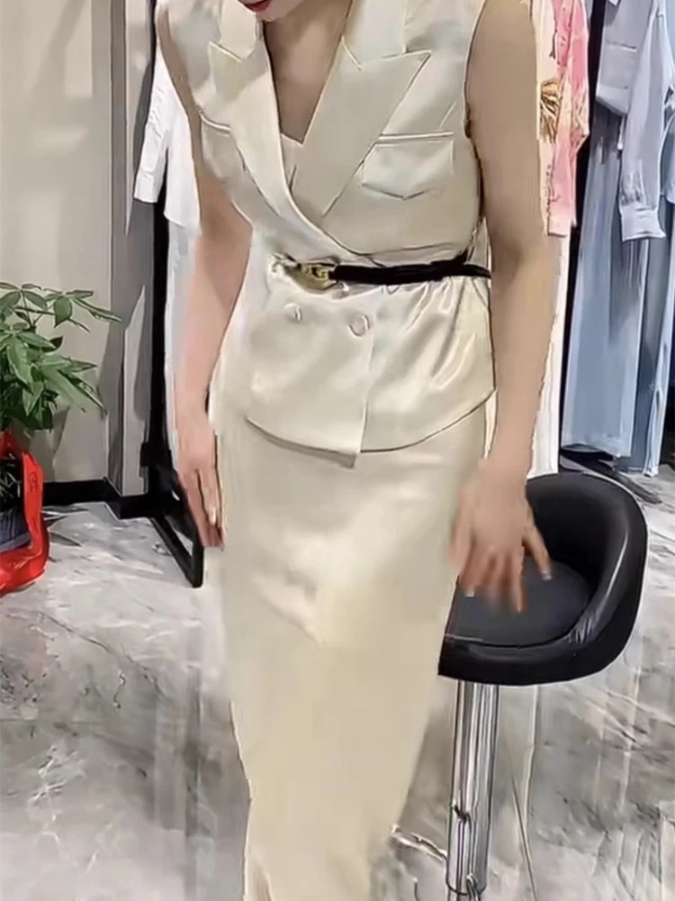 

French style summer socialite style women's suit collar top+skirt fashionable temperament high-end two-piece set