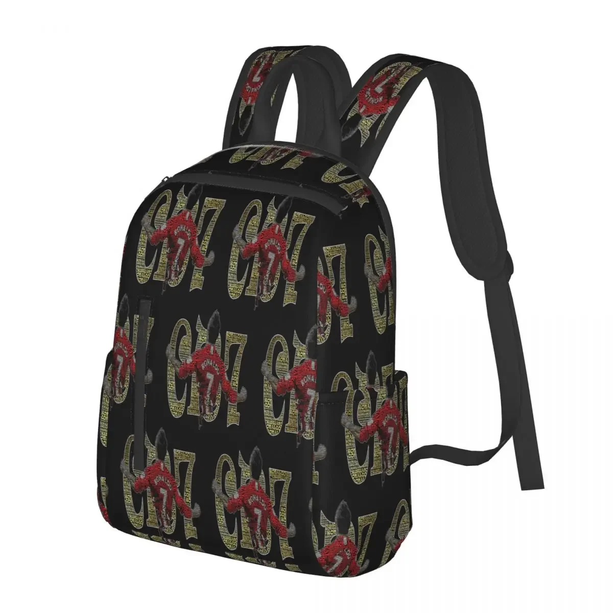 

Cristiano Ronaldo CR7 Gold Text Art Student Backpack School Bag Travel Daypack for Boys Girls Fashion Bookbag Shoulder Bags