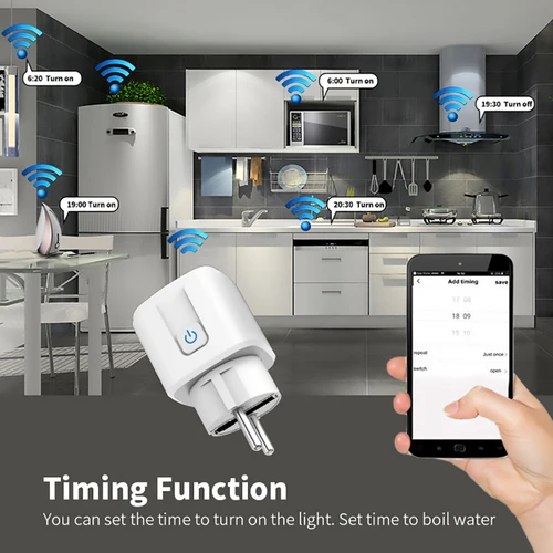 Imagen 2 del producto Enchufe inteligente WiFi EU 16A/20A con Monitor de potencia función de sincronización Tuya Smart Life APP Control funciona con Alexa Google Home