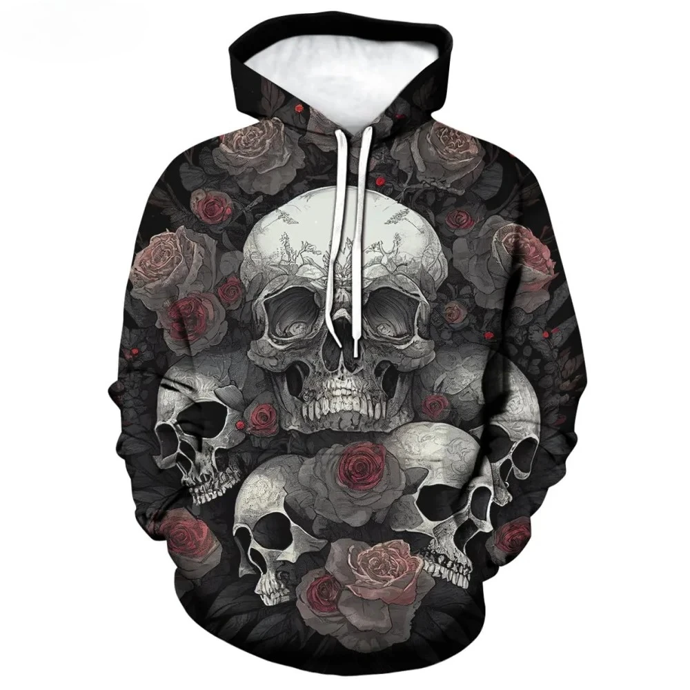 

Autumn and Winter Men's Sweatshirt 3D Skull Digital Print Street Fashion Pullover Outdoor Sports Long Sleeve Men's Hoodie