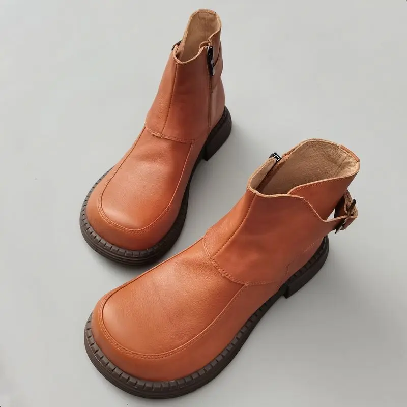 Męskie botki motocyklowe z naturalnej skóry, sztyblety derby z szerokim noskiem, skóra bydlęca, szerokie stopy, wysokie buty męskie, wiosna-jesień