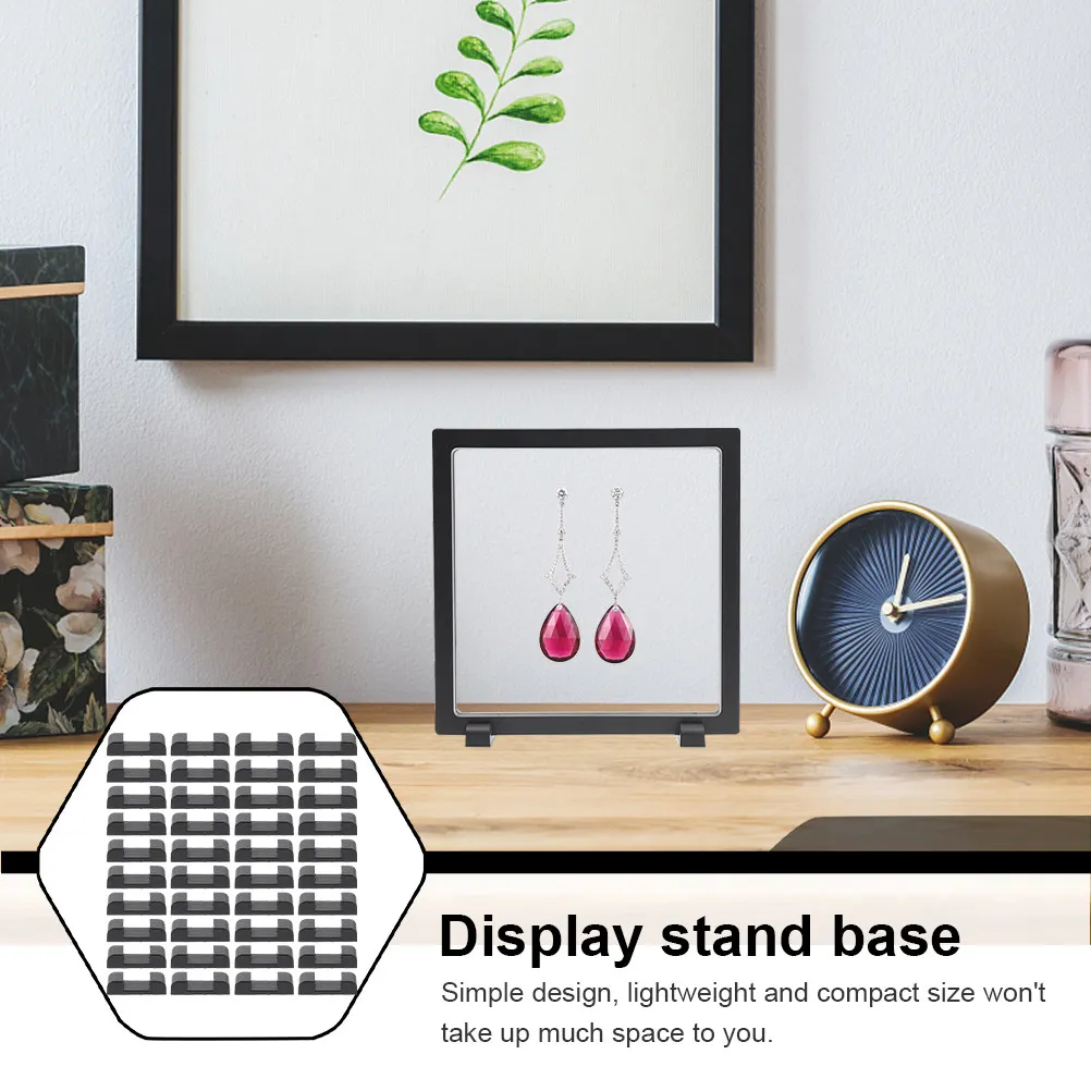 100Pcs Black Square Plastic Display Base for Floating Frame Jewelry Stand Holder Stable Lightweight Compact Tabletop Counter