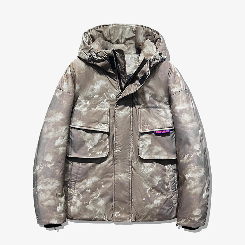 

Мужская хлопковая куртка Street Style: зимняя рабочая одежда, свободная верхняя одежда больших размеров, модная уличная одежда в стиле Харадзюку, нейлоновая ткань