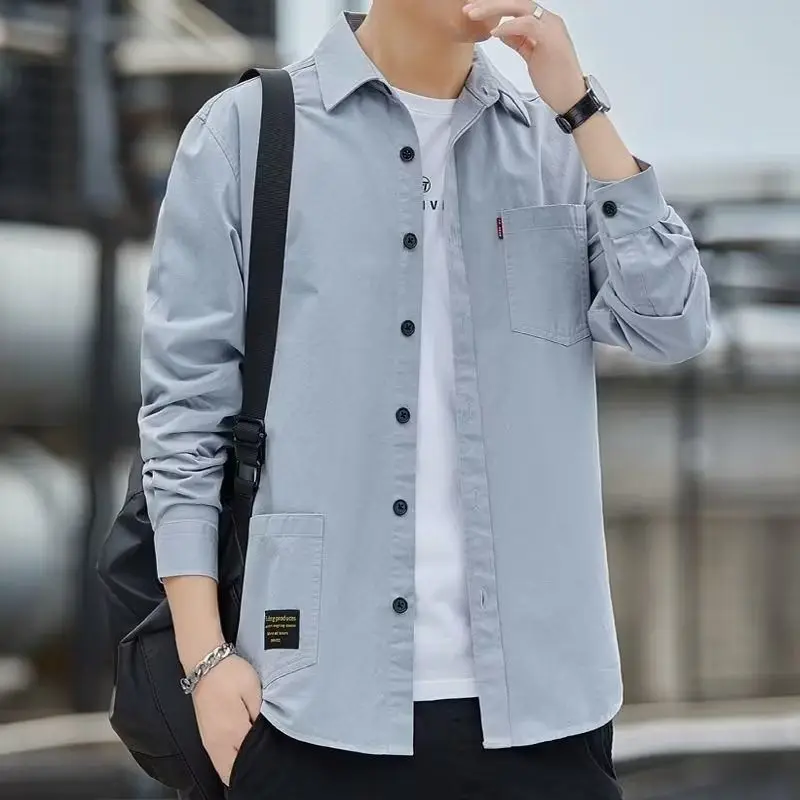 

Men's Long Sve Anti-Scalding Welding Casual Loose Work irt Spring Autumn American Retro Dirt-Resistant Polyester Fiber