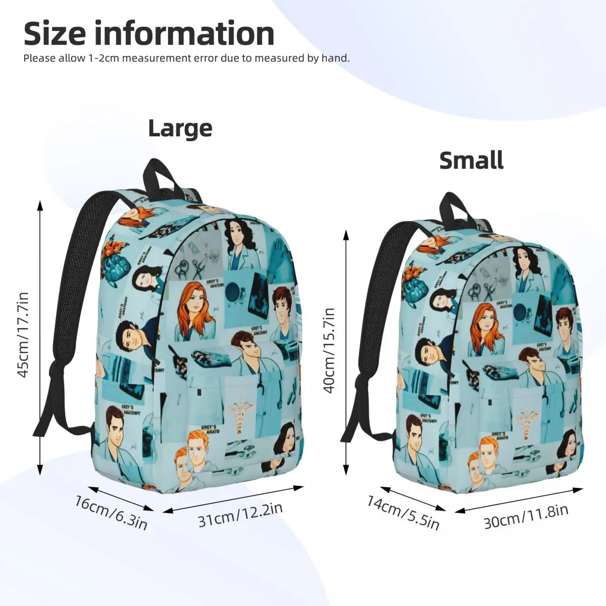 Grey's Anatomy Tv Show Cartoon Backpack for Men Women Fashion High School Business Daypack College Canvas Bags Lightweight