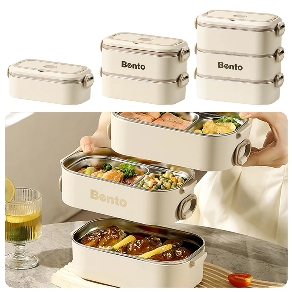 

850ML/1700ML/2550ML Lunch Box Stackable 304 Stainless Steel Stackable Lunch Container ​​Double Layers​​