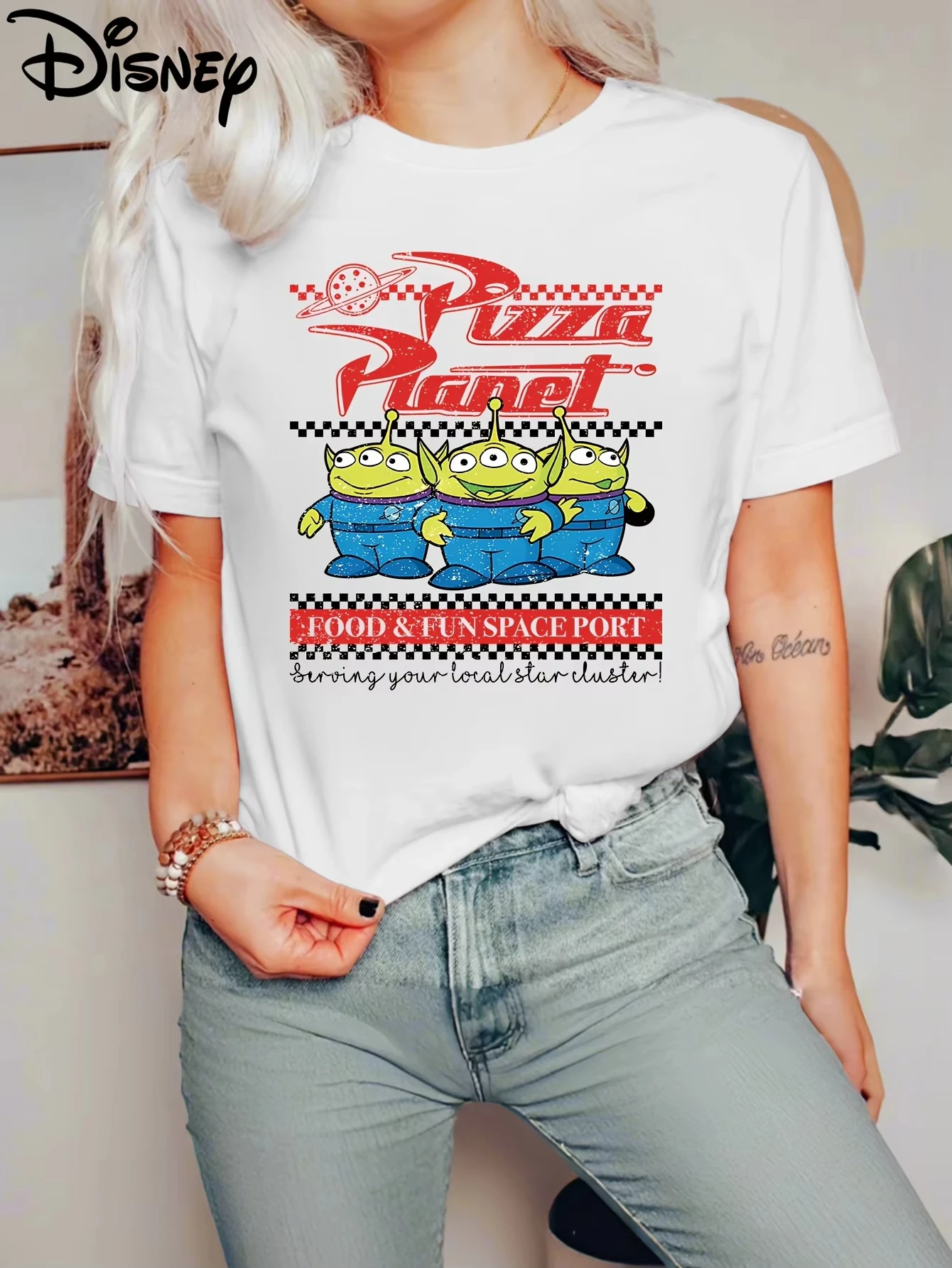 

Disney Toy Story Alien Boys Girls Summer T-shirt Family Parent-child Clothing Casual Loose Comfortable Short-sleeved Men Women