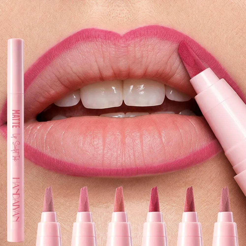 6 Colors Liquid Lip Liner Lip Gloss Lipstick Pen Matte Long-Lasting Fade-Resistant Waterproof Easy Apply Lip Outline Makeup
