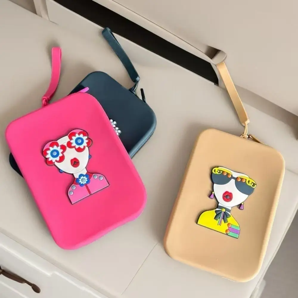 Fashion Waterproof Silicone Storage Bag Cartoon Portable Cosmetic Bag Multi-purpose Sunglasses Protective Cover Gifts