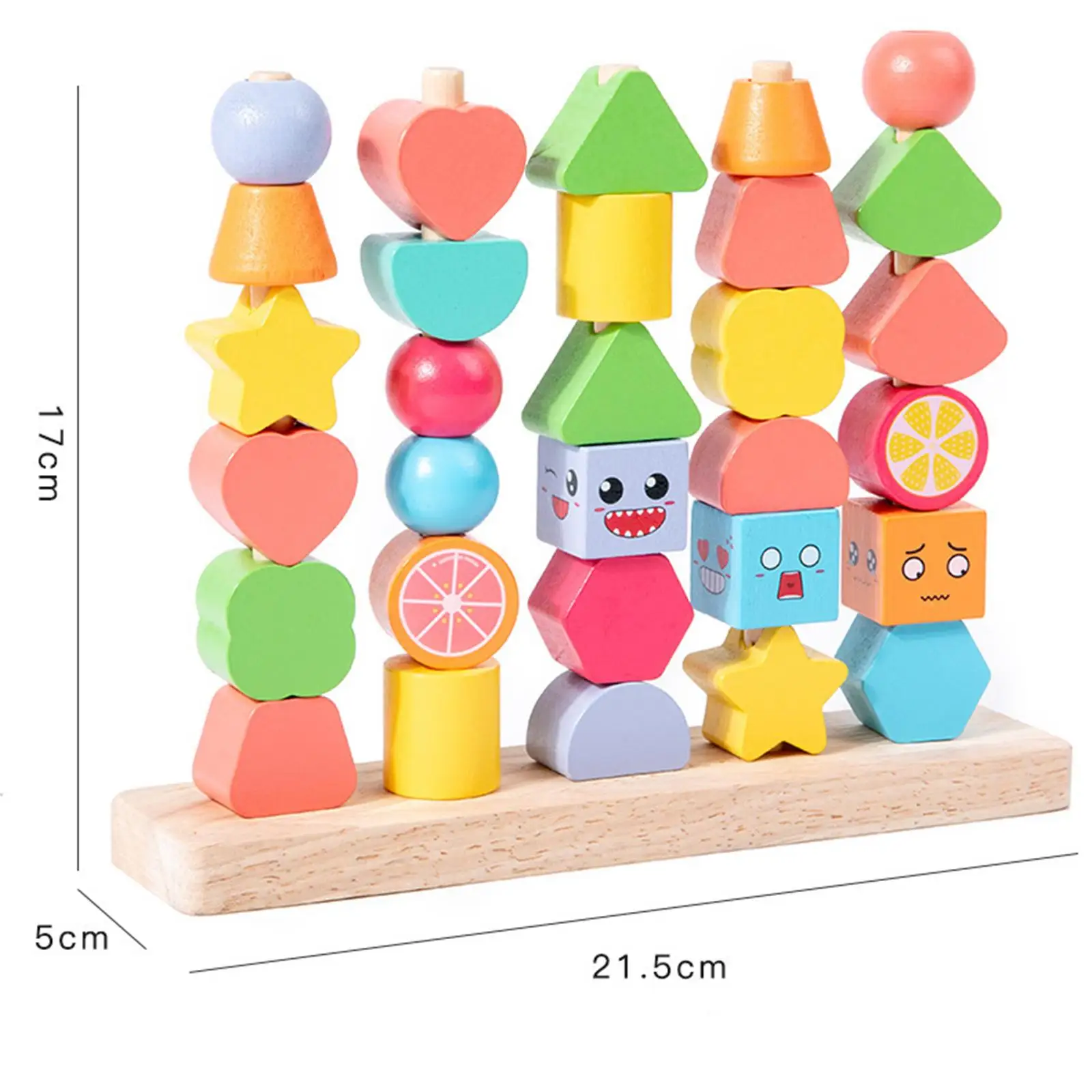 

Wooden Beads Sequencing Toy Set Early Educational Stem Stacking Blocks Matching Shape Stacker for Birthday Gift Preschool Kids