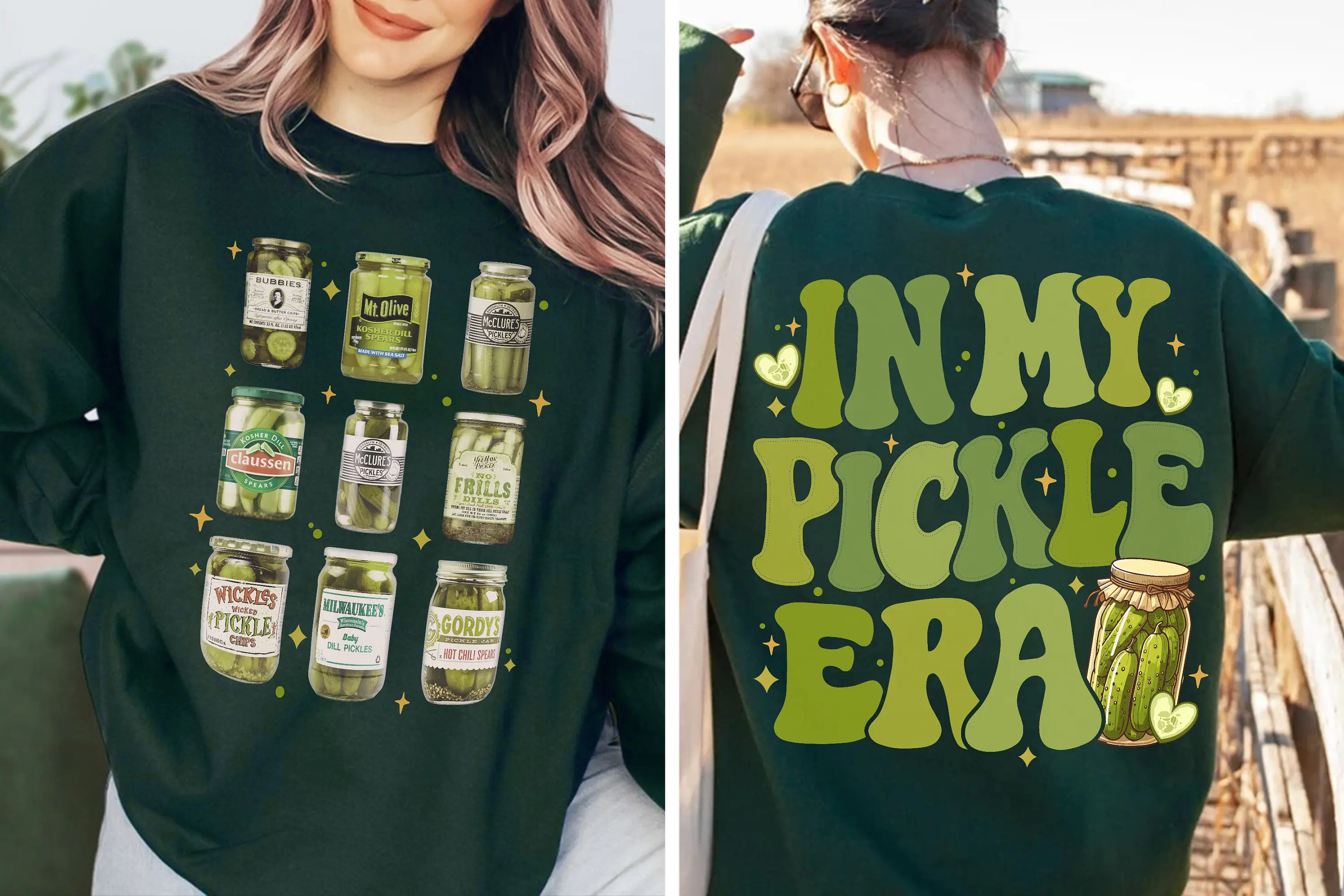 Cute Cotton Canned Pickles Print Women Sweatshirt Funny in My Pickle Era Back Slogan Female Sweater Fashion Casual Girl Tops