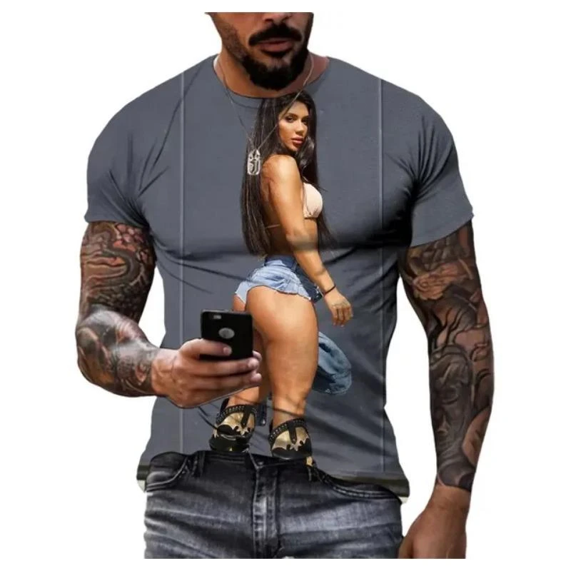 Sexy Beauty Graphic T-shirts For Men Fashion Trend Short Sleeve 3D Printed T Shirts Cool Streetwear Oversized Tees Pullovers