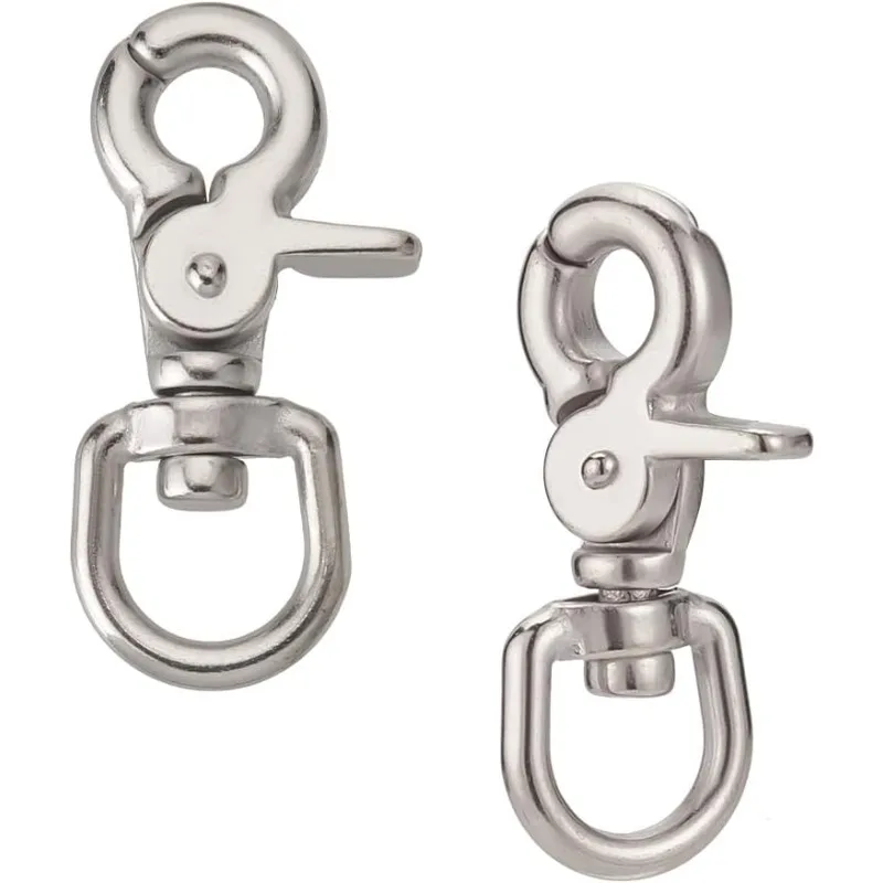 2 Pack Trigger Snap Hooks 316 Stainless Steel Swivel Snap 2.6inch/ 6.7cm Lobster Claw Clips Pet Buckle Swivel Eye Hooks Trigger