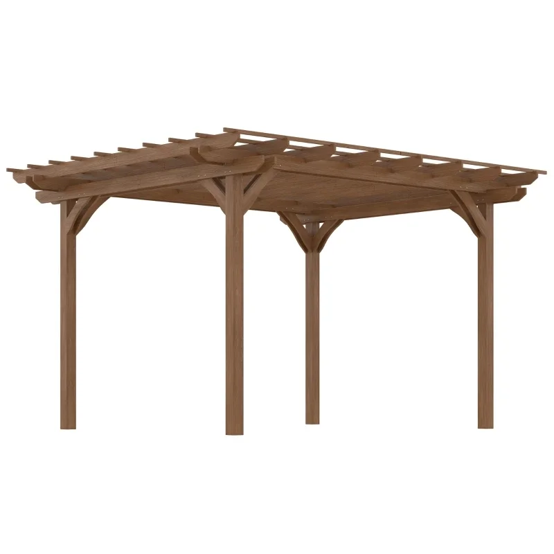 12' x 10' Outdoor Pergola, Wood Gazebo Grape Trellis with Stable Structure for Garden, High Quality