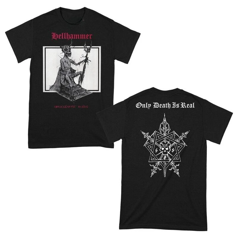 Hellhammer Apocalyptic Raids Demon Print Black Cotton T-shirt Men Metal Unisex Tee