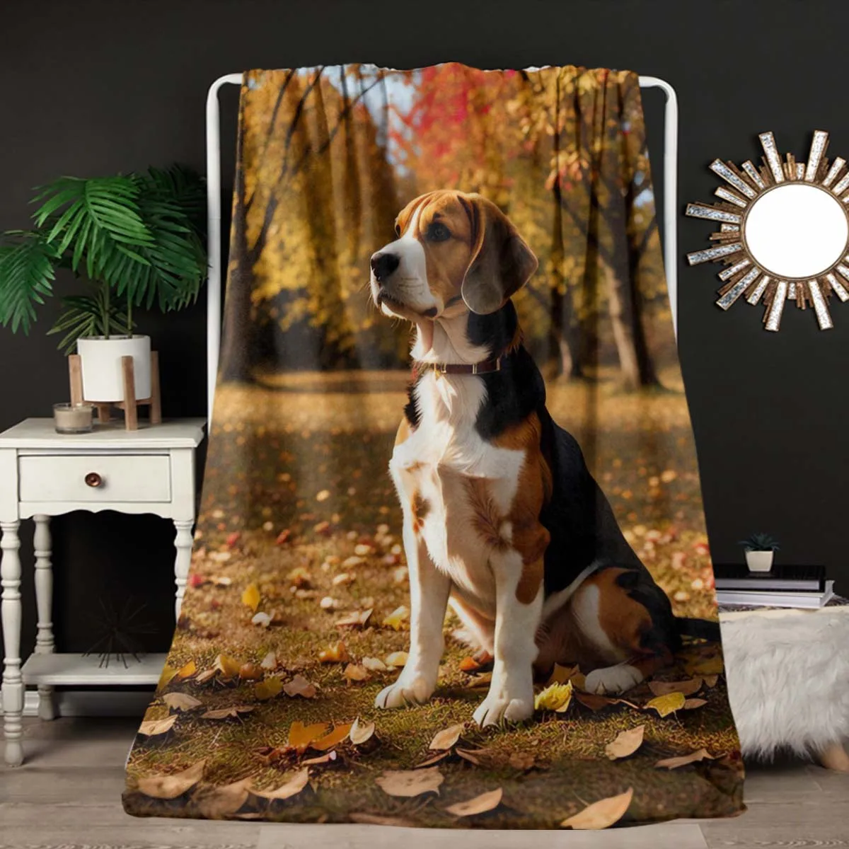 Beagle Dog Print Flannel Throw Blanket - Soft Cozy Bedspread with Beagle Puppy & Dog Patterns, 4-5 Size Options (20x30 to 60x80