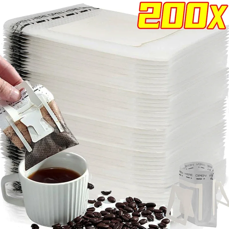 

50/200pcs Disposable Coffee Filter Bag Drip Coffee Cup Filter Bags Portable Hanging Ears Filters Paper Bag Kitchen Tea Accessory