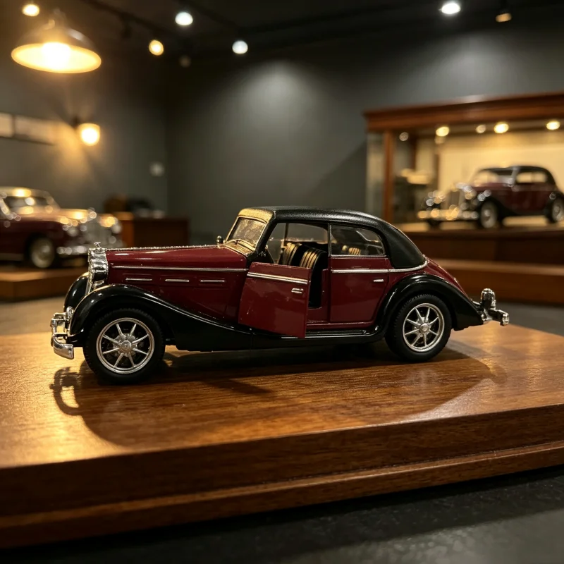 1/36 Retro Retro Double-Door Alloy Model Car, Open and Close the Car Door Pull Back the Model Car, Classic Old Car Decoration Co view 4