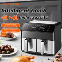 4L+4L Air Fryer, Electric Hot fryer Oven Oilless Cooker with Touch Control & Nonstick Basket & Visible Window, Family Size