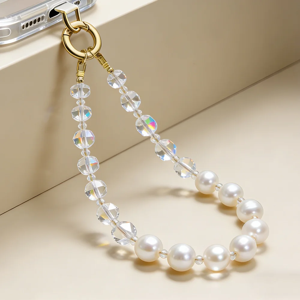 

MQIQI Luxury Pearl Phone Charm Lanyard Strap for Phone Charms Strap Beads Anti-Lost Wrist Chain Keyring cell phone strap Pendant