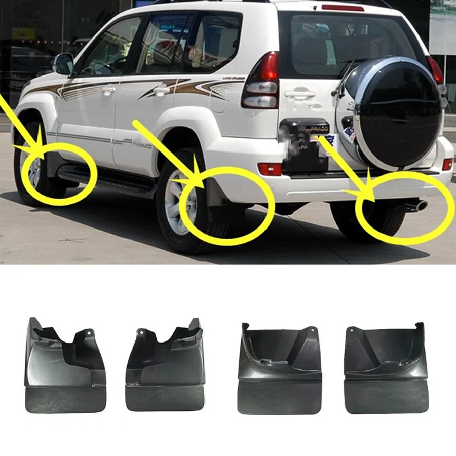 Wooeight 1Pc Front/Rear Black Mud Flap Splash Guards Fender Mudguard MudFlaps Kit For Toyota Land Cruiser Prado LC120 2003-2009