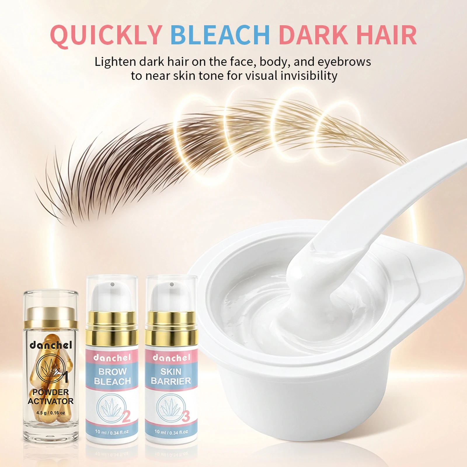 Professional Salon Eyebrow Bleach Cream Mild Formula Natural Effect Long Lasting Brow Styling Lightening Dye Paste