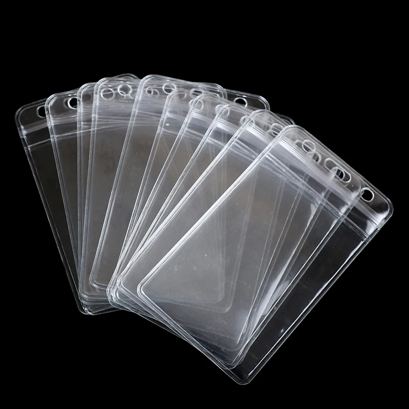 Bolsa de plástico de vinilo transparente Vertical para tarjetas de identificación, funda para tarjetas, soporte para insignias, accesorios para tarjetas de identificación, 10 unidades