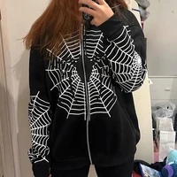 Y2k Rhinestone Skeleton Hoodies Women Gothic Black Zip Up Oversized Sweatshirts Female Retro Harajuku Hooded Jackets Streetwear - Image 5