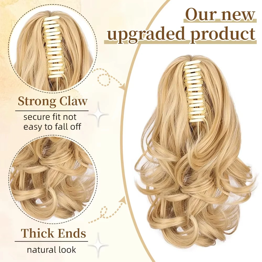 12 Zoll Lockiger Clip-In Pferdeschwanz Haarverlängerung Langes Welliges Synthetisches Haarteil Voluminöser Clip-In Pferdeschwanz für Damen Partykleidung – Detail 2