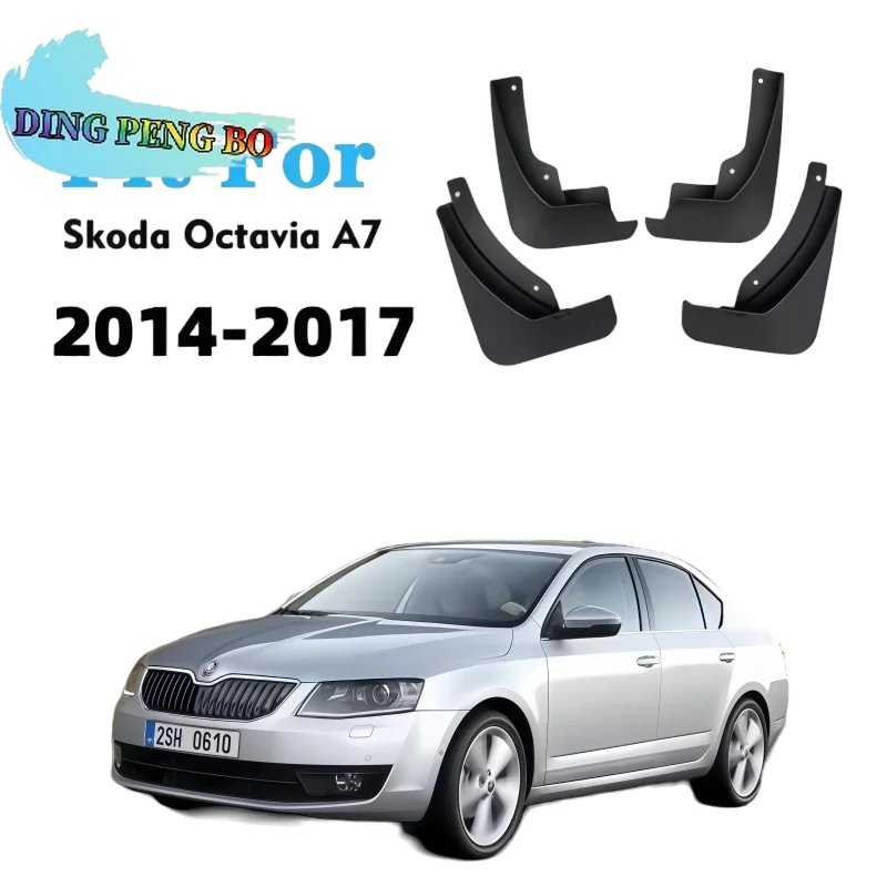4PCS ABS Mud Flaps Special For Skoda Octavia A7 2014-2017 Front Rear Anti-splash Fender Car Exterior Accessories