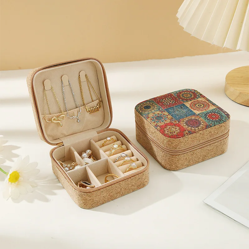 Cork Jewellery Box Portable Travel Earring Ring Necklace Organiser