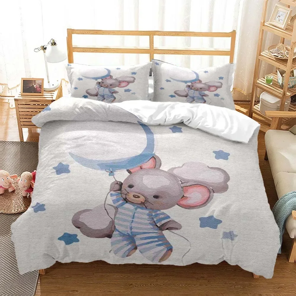 

Cute cartoon mouse Comfortable Duvet Quilt Cover Pillowcase Bedding Set Children Bedroom Decoration Home Textile