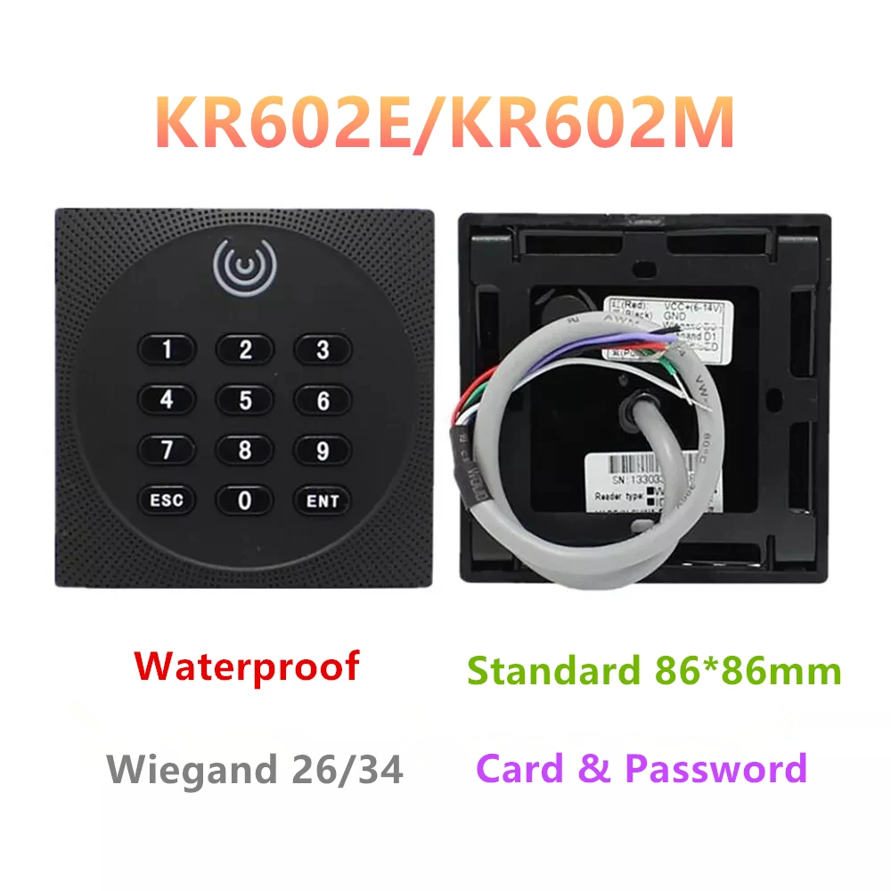 Imagem -05 - Leitor de Cartão Rfid para Controle de Acesso Wiegand Suporta Cartão Nfc Senha com Teclado Led Kr602m 13.56mhz 34 26 Bit