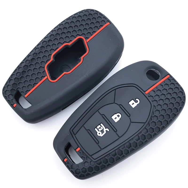Capa de chave de carro com controle remoto de silicone para Chevrolet Cruze Trax LS Badge Spark Sonic Aveo Tracker Onix RS Trailblazer Acessórios Fob