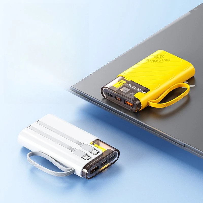 10000mAh 22.5W Power Bank Super Fast Charging For iPhone For Xiaomi For Samsung For Huawei With Digital Display Built in Cables