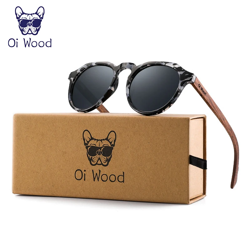 Oi Wood okulary przeciwsłoneczne damskie męskie okulary przeciwsłoneczne okrągłe okulary z drewna orzechowego czerwone soczewki oprawki w kształcie skorupy żółwia
