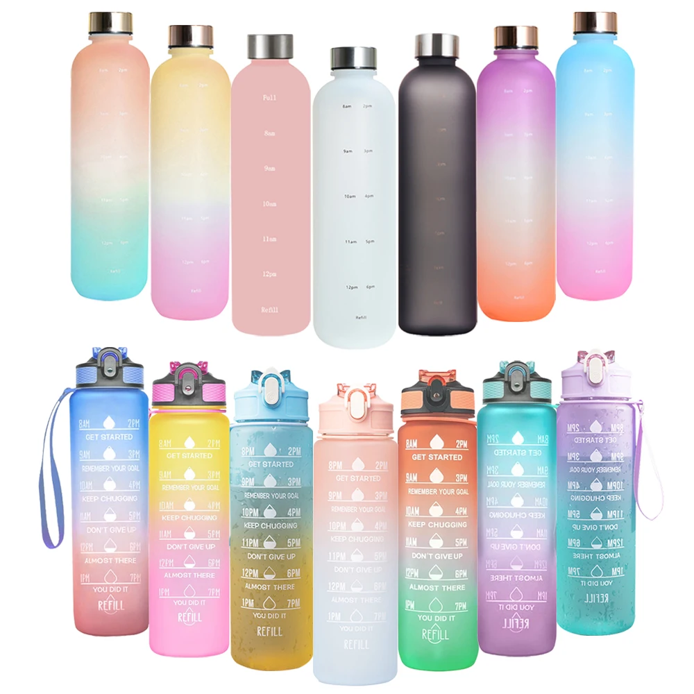 1 Liter Water Bottle Motivational Sport Water Bottle Leakproof Bottles Drinking Outdoor Travel Gym Fitness Jugs For Kitchen Cups