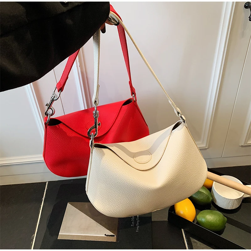 

Texture Shoulder Messenger Bag Cloud Bag Leather Pea Bag Handbag Fashion Simple Magnetic Buckle Dumpling Bag Underarm Bag Female