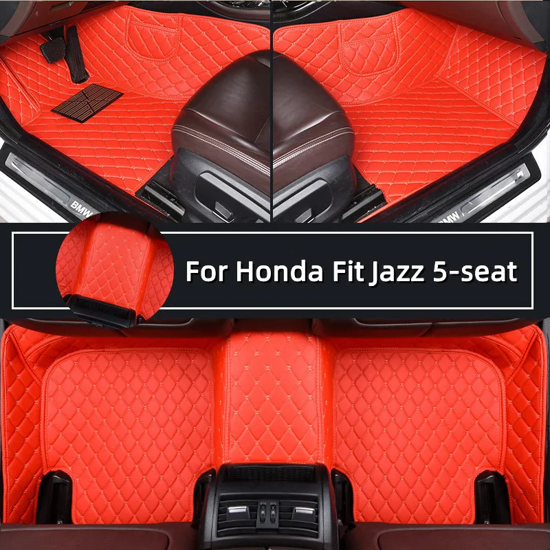 Car Floor Mats For Honda Fit Jazz 5-seat 2008 2009 2010 2011 2012 2013 Custom Auto Foot Pads Automobile Carpet Cover accessories