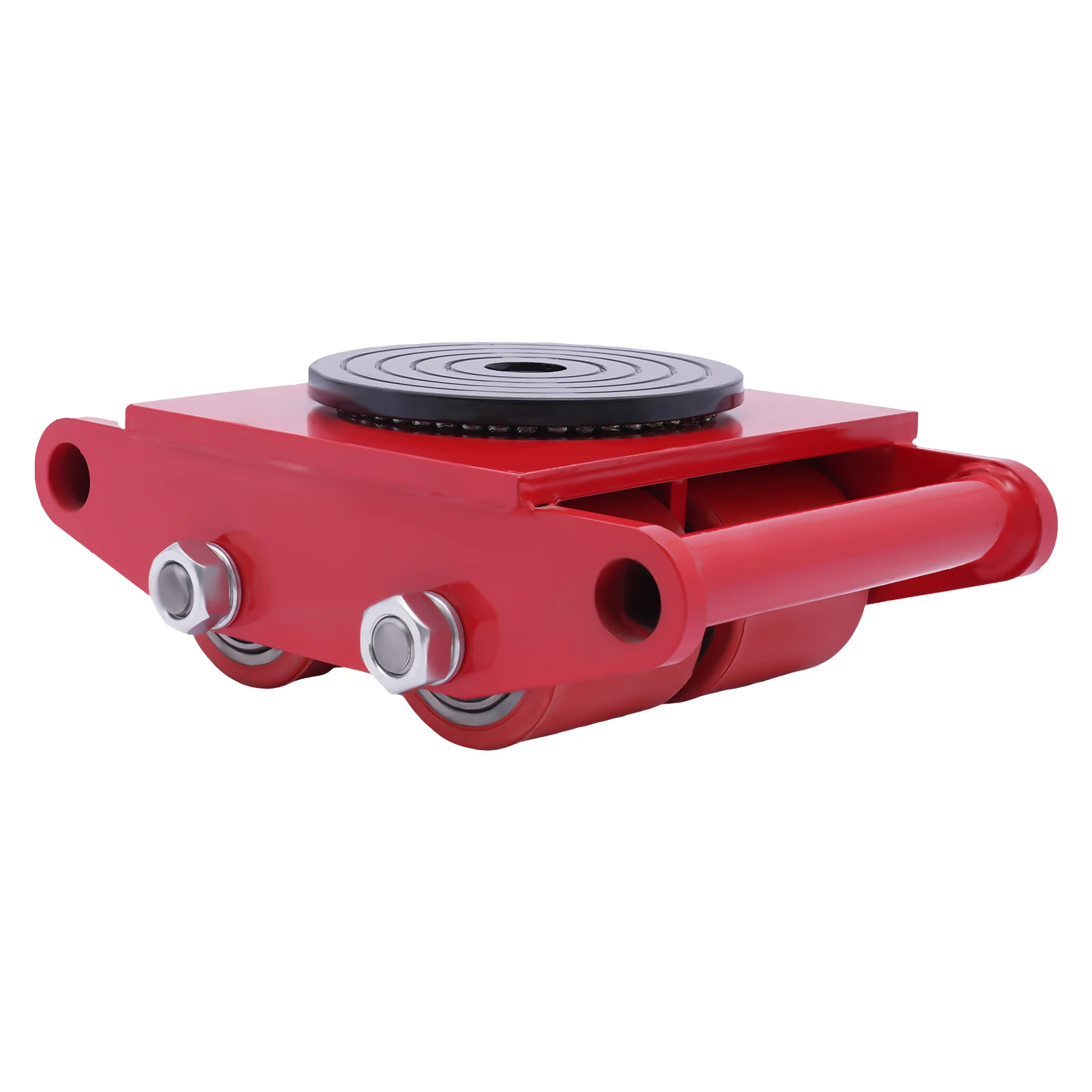 6T Machinery Skate Dolly Industrial Mover with 4 PU/Steel Wheels 360° Rotation Non-Slip Cap for Warehouse Workshop Factory